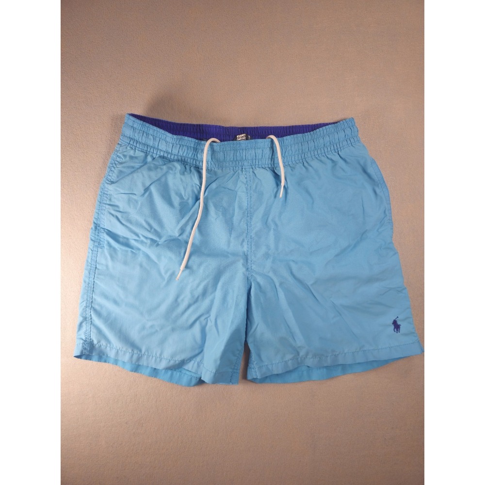 Polo Ralph Lauren Men's Swim Trunks Blue Purple Pony Mesh Lined Size M 6" Inseam